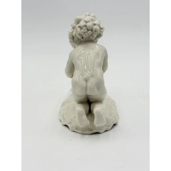 Hutschenreuther Kunstabteilung Putto w/Fawn German Porcelain Figurine Vtg 4”H
